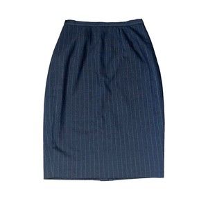 Brooks Brothers Pinstriped Wool Classic Straight Pencil Skirt Navy Blue 8P